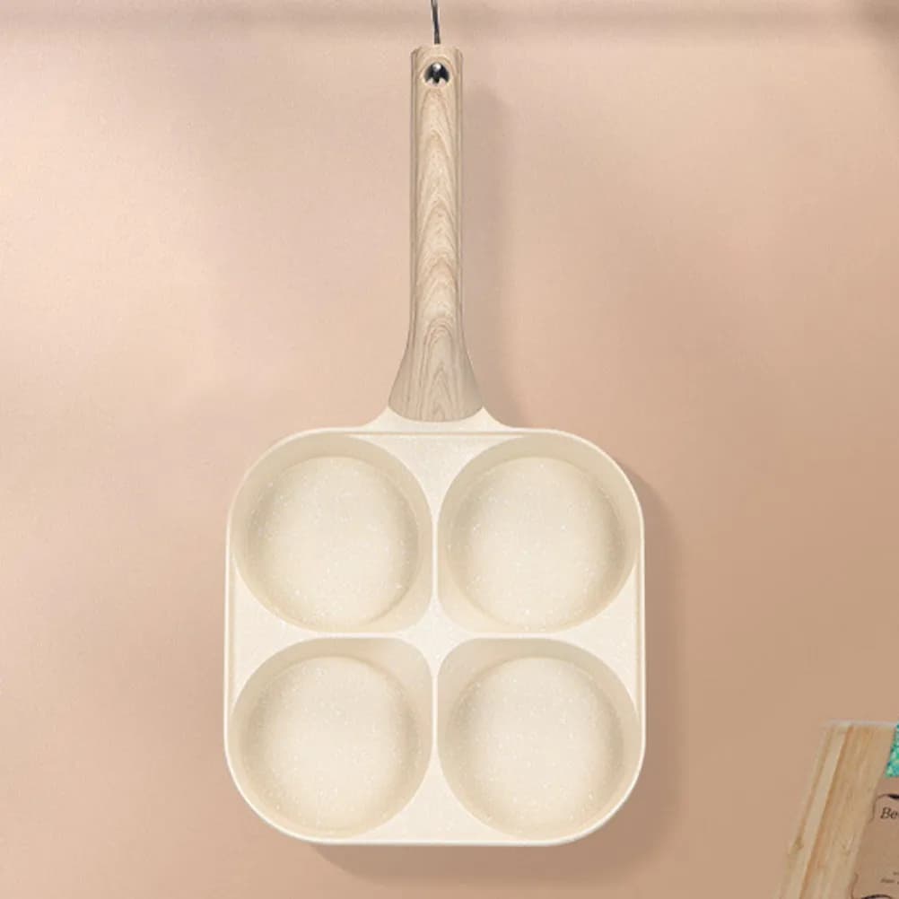 4-Cup Nonstick Egg Burger Pan Deep Divided Design for Burgers Quick Morning Prep Omelette Frying Pan