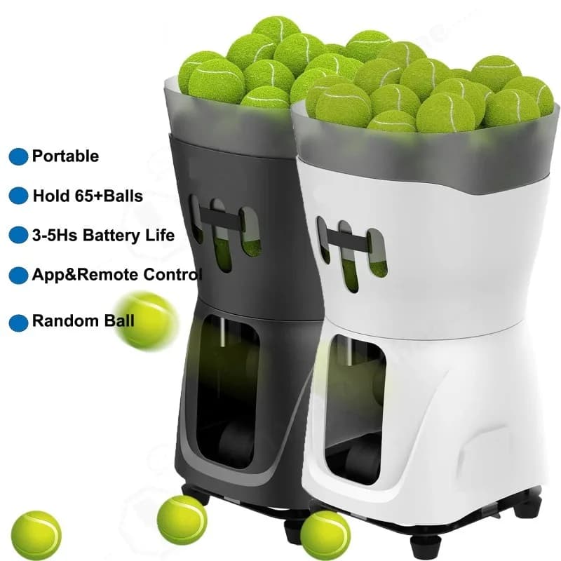 Tennis Ball Machine with Smart App Control Remote Control 65+ Ball Capacity 3-5h Battery Life Max 37.2MPH