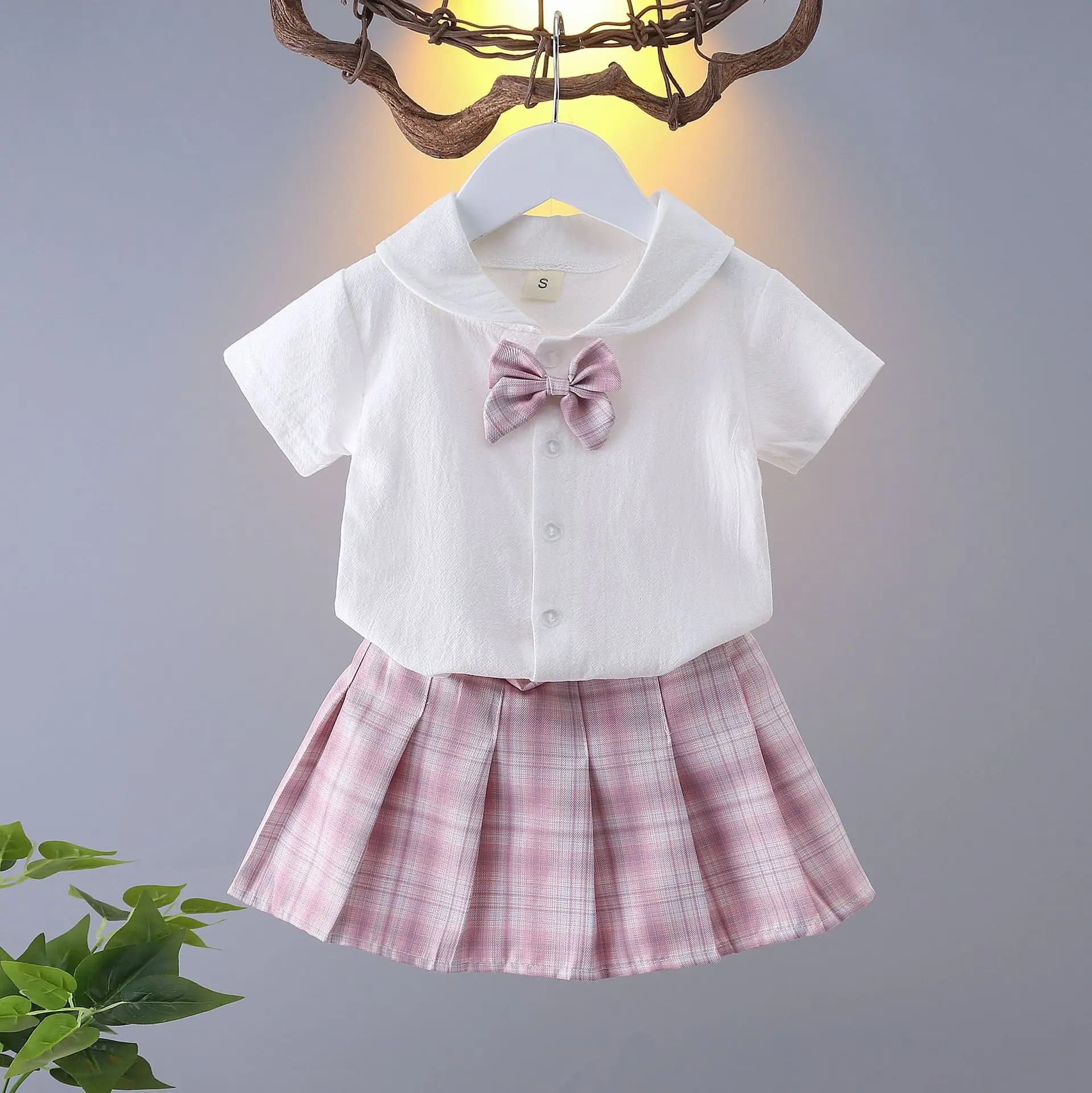 Ragazze College Style Jk uniforme gonna a pieghe + maniche corte camicie estate bambini grandi bambini studenti delle scuole vestiti della tuta 0-12Y