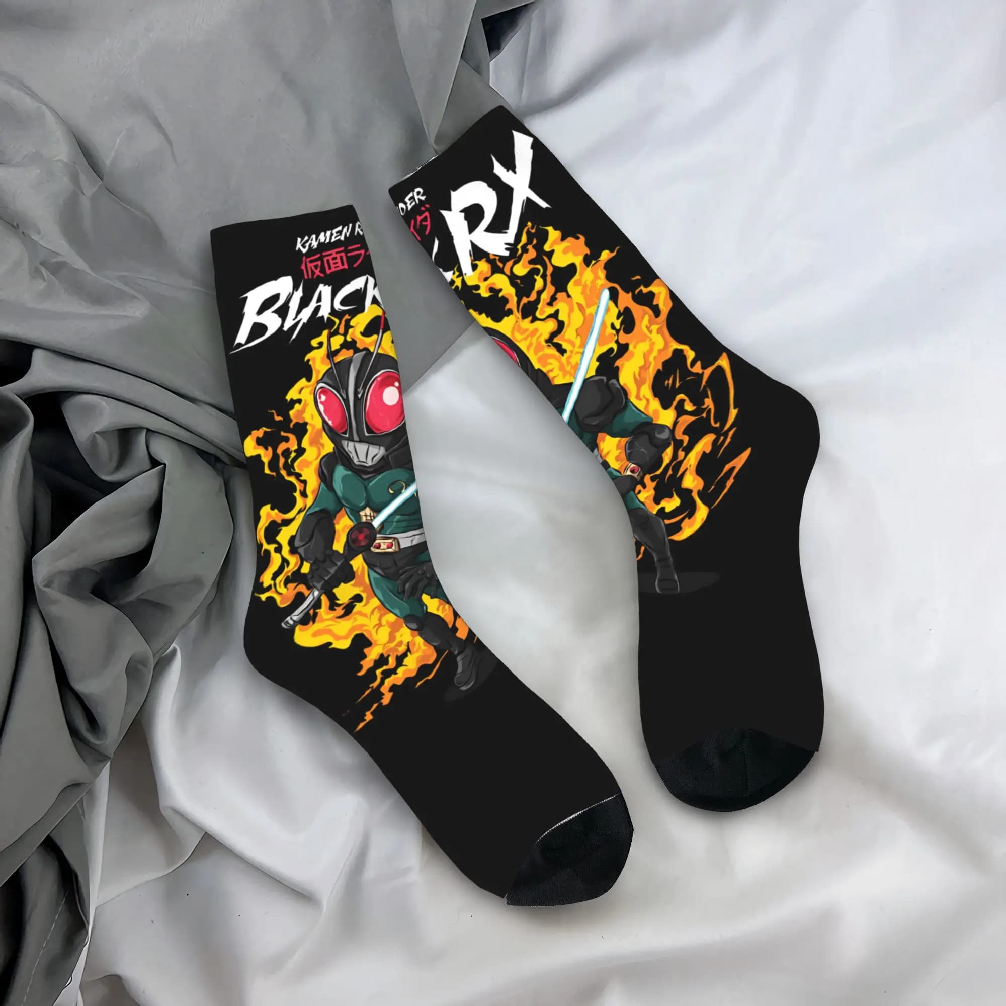 Kamen Rider Black RX Theme Design Socks Merch for Daily Wear Breathable Printing Socks