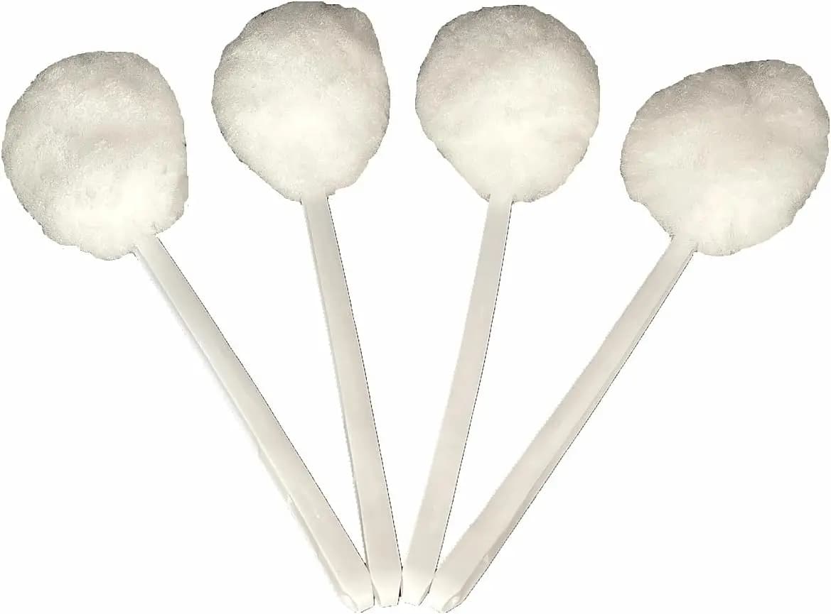 4 Pack Soft Toilet Bowl Brush Set, 15x5 inch Polyester Head, White