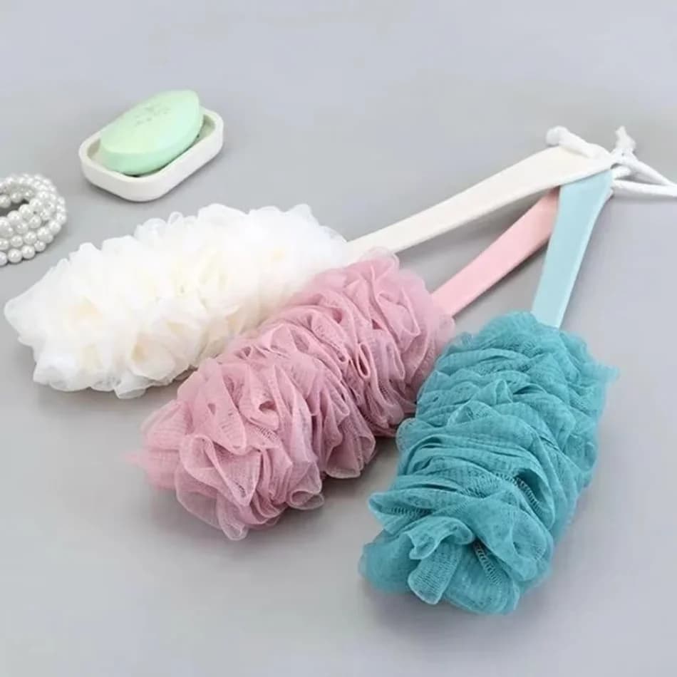 New Bathroom Cleaning Tools Long Handle Bath Brush Back Bath Shower Scrubber Body Soft Mesh Scrub Puff Clean Bath Back Brush