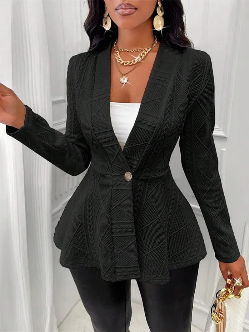 Women's jacket 2026 thick jacquard, single-breasted, slim fit, long sleeved, holiday style, for European and American woman