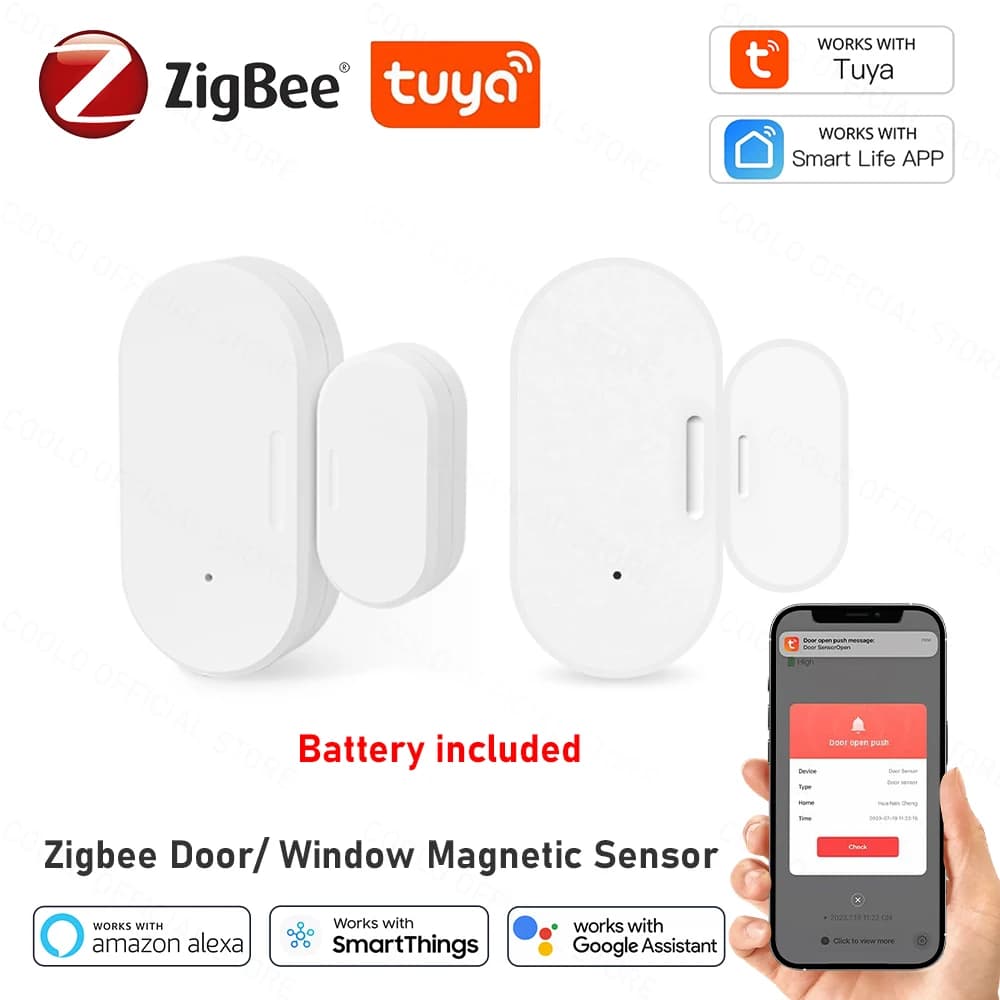 Tuya Zigbee sensore porta finestra sensore di ingresso sicurezza antifurto sensore magnetico allarme per cane gatto lavoro con Alexa Google Smart Life