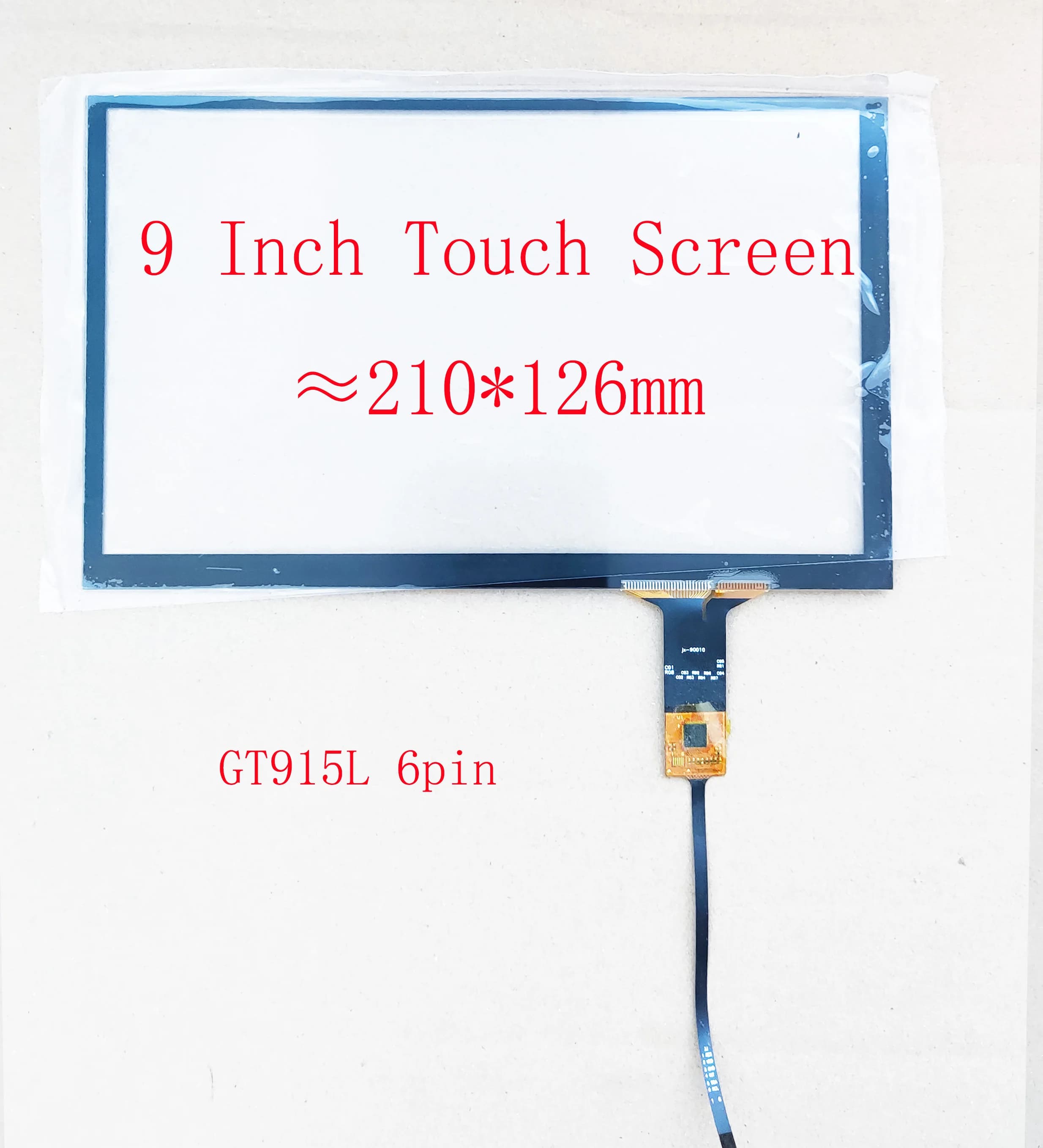 Sensore touch screen capacitivo da 9 pollici Dightizer Scrittore manuale Pannello in vetro per pannello autoradio GT915L 6pin JX-90010