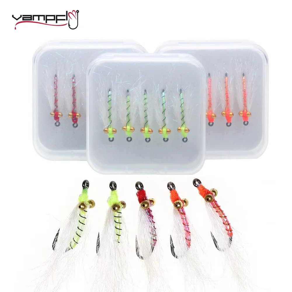 Vampfly 5 pz/scatola Chainbead Eye Pazzo Charlie Fly Affondamento Veloce Pesca Mosche Bonefish Spigola Trota Acqua Salata Richiamo di Pesca Esca