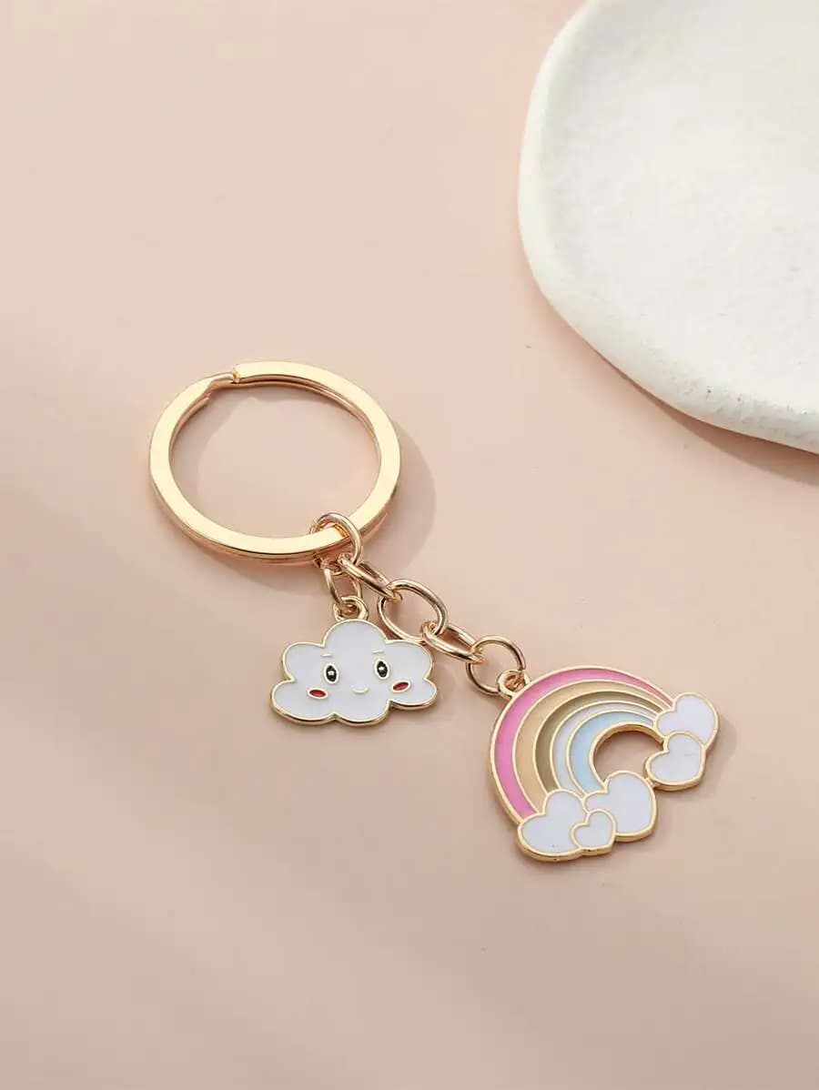 Cute Cartoon Rainbow Cloud Keychain For Bags Wallets Car Decoration Gift