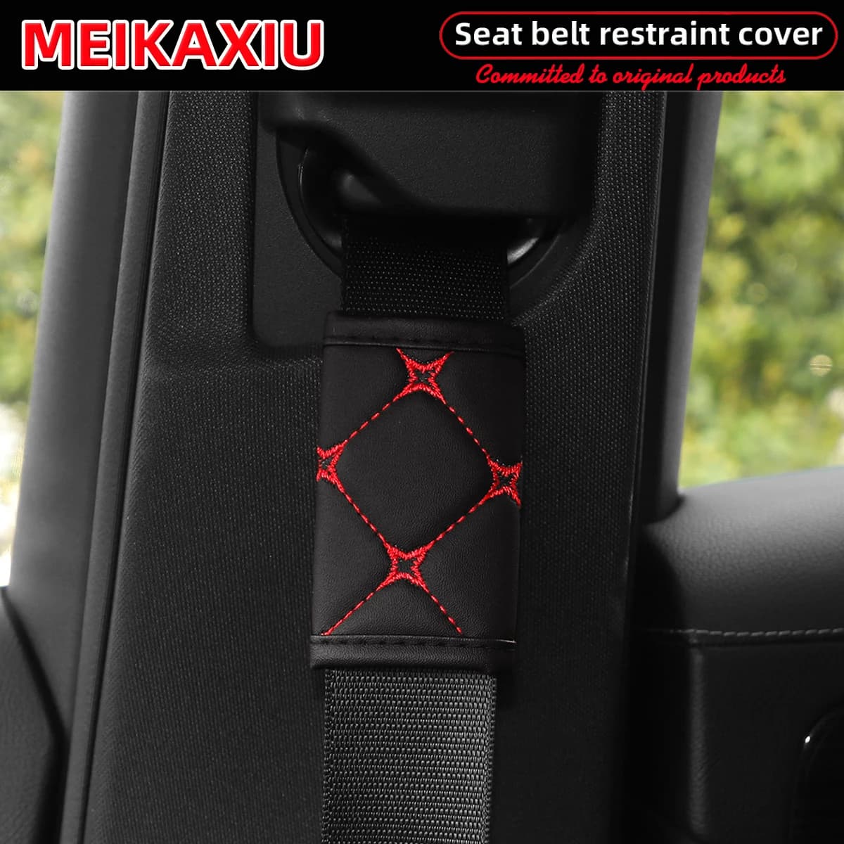 1 Adjustment of car safety belt limit length, PU embroidery material to prevent strengthening of women's seat belt