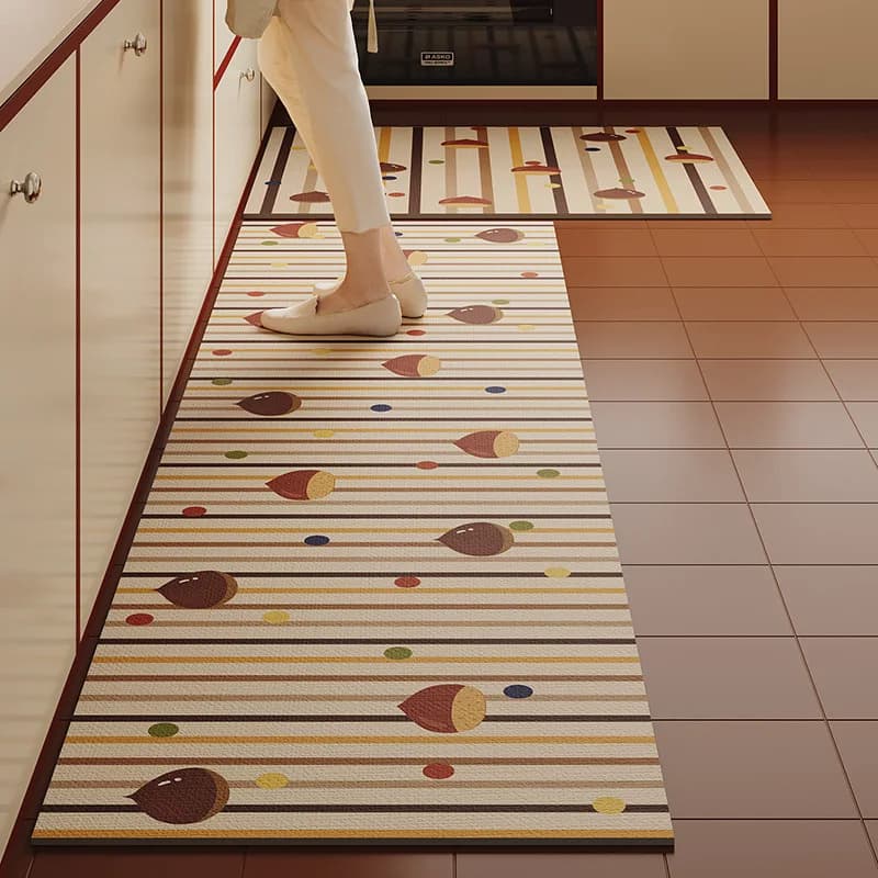 VIKAMA Tappeto da cucina con simpatico panda, tappetino antiscivolo lavabile in stile lino per l'arredamento dell'ingresso di casa