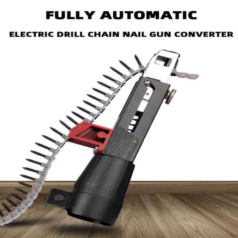 1 set testa di pistola a vite a catena ricaricabile, pistola sparachiodi automatica, decorazione elettrica per la lavorazione del legno in lotti, cacciavite autofilettante