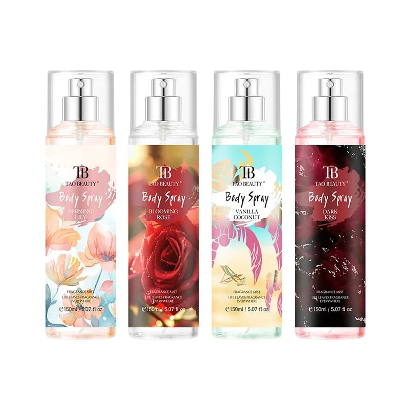 The spray perfume has a delicate and lasting floral fragrance with a fruity touch. It is a spray perfume for the body without alcohol.