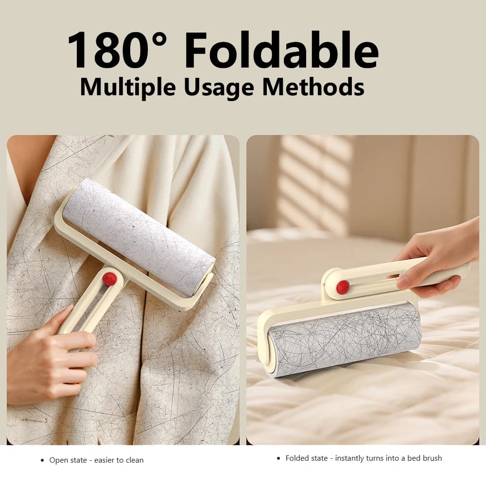 New Foldable Sticky Roller Brush, Household Cleaning Tool Tearable Roll Paper Hair Lint Roller for Clothes, Pet Hairs, Carseats