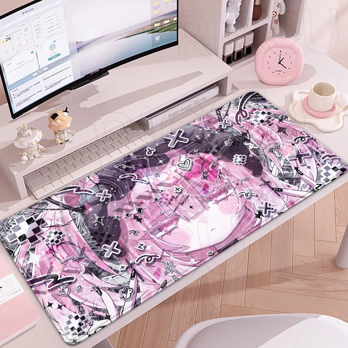 Tappetino per Mouse Kawaii con Stampa HD di Ragazza Anime, Tappetino da Gioco XXL, Grande Tappetino per Tastiera e Scrivania, Tappeto per Computer e Laptop