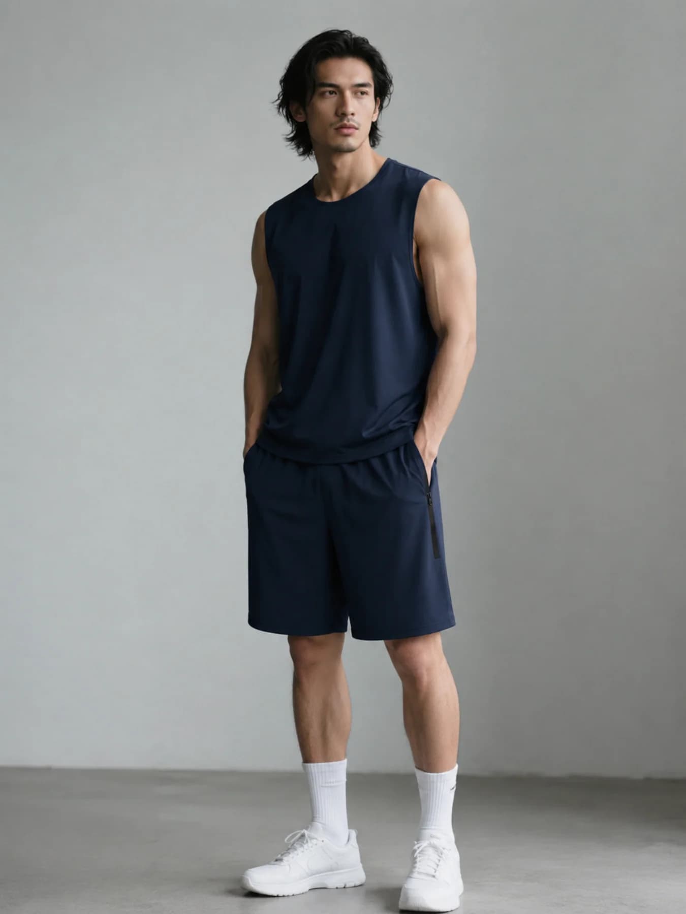 Men's Casual 2-Piece Sleeveless Outfit, Loose Fit Breathable Tank & Shorts