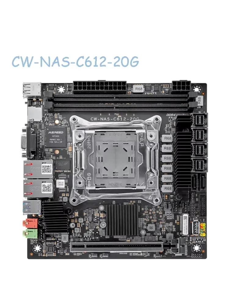 C612-20G MINI ITX Motherboard SFF-8643 High-Speed Port Multi Storage Support Dual Channel REG ECC Memory NAS Server Mainboard