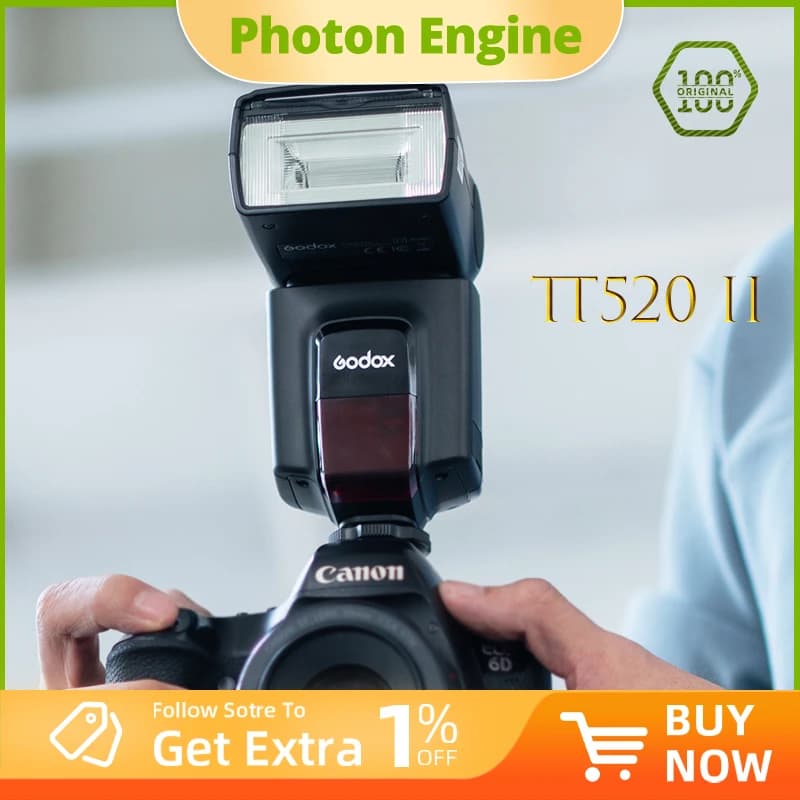 Flash Godox TT520 II con Segnale Wireless Integrato a 433MHz + Kit Trasmettitore per Fotocamere DSLR Canon, Nikon, Pentax, Olympus