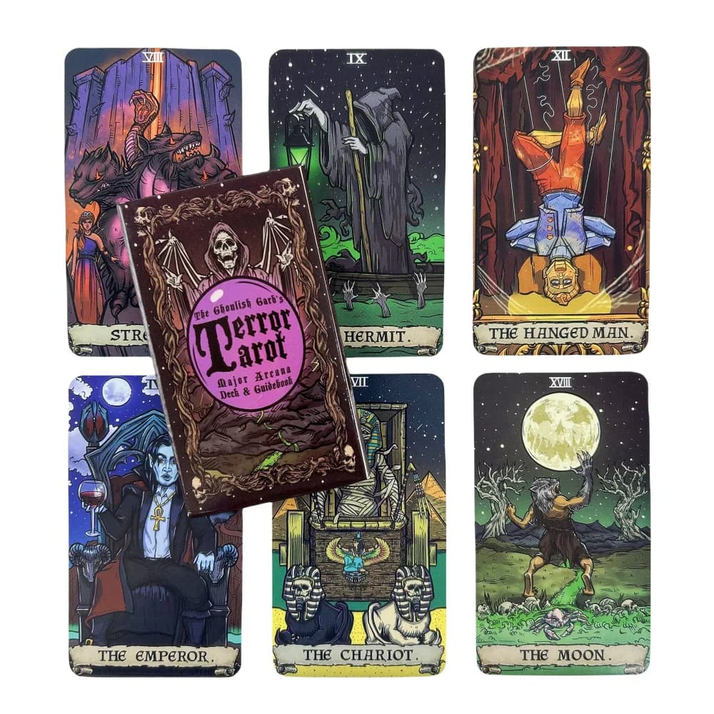 Mazzo di Tarocchi del Terrore: Carte Oracolo degli Arcani Maggiori, Set Misterioso per Divinazione, 22 Carte da Gioco in Inglese