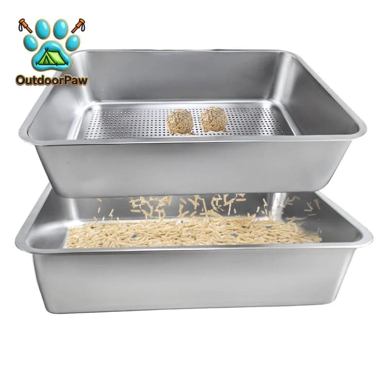 Large capacity open stainless steel cat litter box is easy to clean 20L interior space odor control function