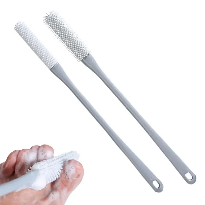 Spazzola per unghie dei piedi Spazzola per piedi per doccia con setole in silicone a manico lungo tra la spazzola per la pulizia delle dita dei piedi Scrubber per i piedi per anziani