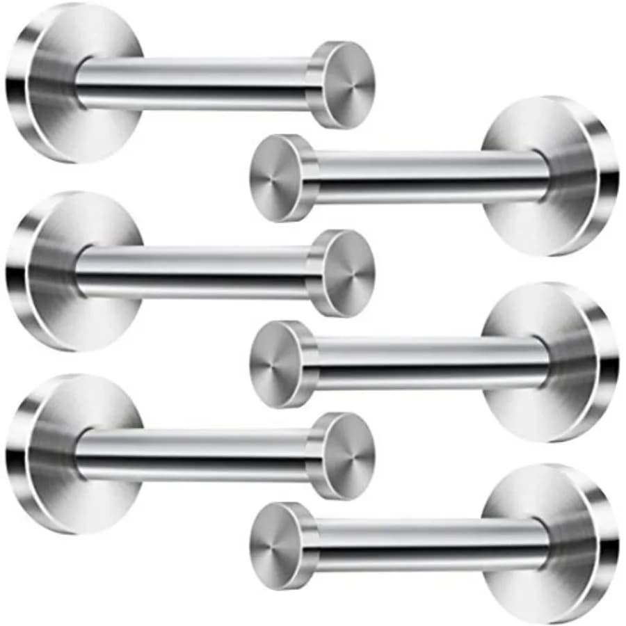 6 Pieces Stainless Steel Bath Towel Hooks Brushed Nickel Single Super Heavy Duty Wall Mount Coat Hook Robe Wall Hook Fit for Ba