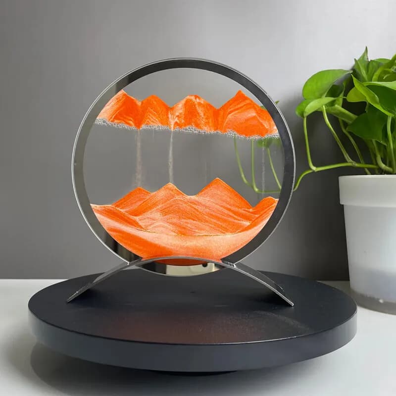 Base in metallo Paesaggio di sabbia in movimento Immagine artistica Sabbie mobili cinetiche Clessidra liquida dinamica Pittura con sabbia che scorre Decorazioni per la casa Regali