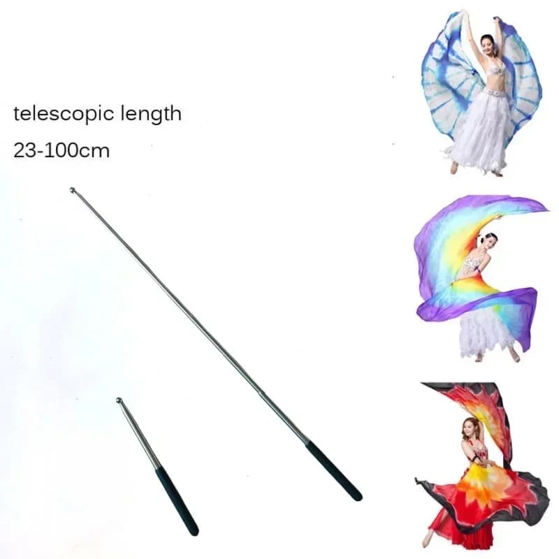 Ali di danza del ventre Bastoni Egitto Danza indiana Danza del ventre Ali di Iside Aste telescopiche in acciaio inossidabile Accessori per la danza del ventre