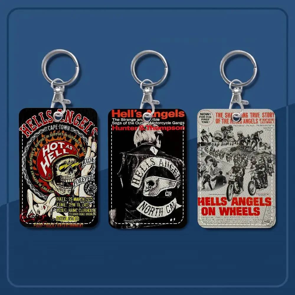 H-Hells A-Angels Portachiavi Rettangolare Moto Cool, Porta Badge, Porta Carte di Credito, Porta Tessere Studenti, Custodia per Tessere Autobus