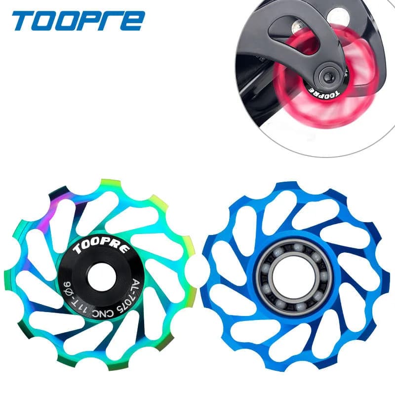 TOOPRE Deragliatore posteriore per bicicletta Ruota guida 11T 13T Cuscinetti Perrin in ceramica leggera in lega di alluminio per bici da strada di montagna