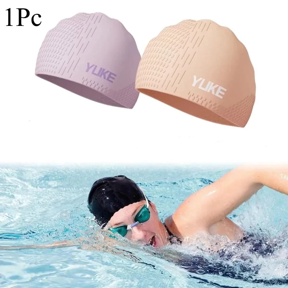 Cuffia da Nuoto Monocolore in Silicone Elastico Leggero, Traspirante, per Capelli Lunghi, Accessori per il Nuoto
