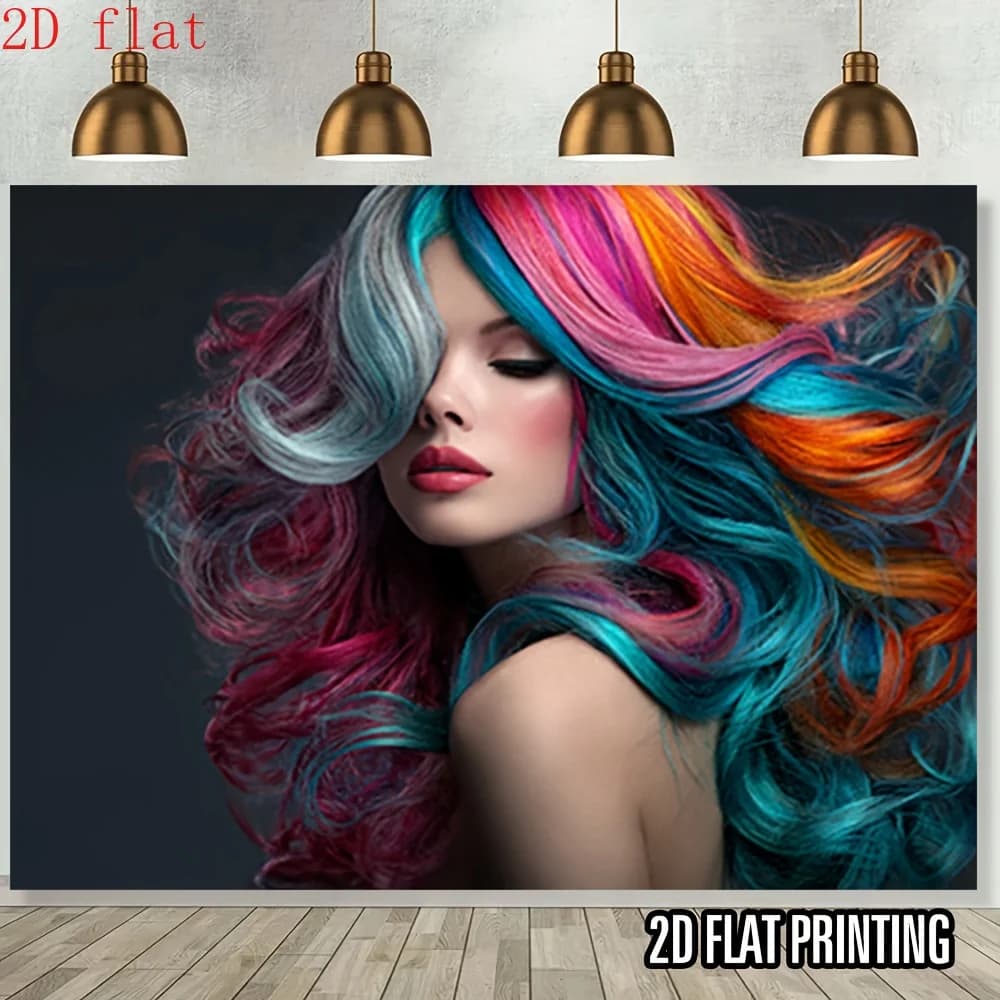 Woman Portrait Tapestry Vibrant Hair Boho Abstract Bohemian Wall Hanging Decoration Modern Psychedelic Art Print Room Decor