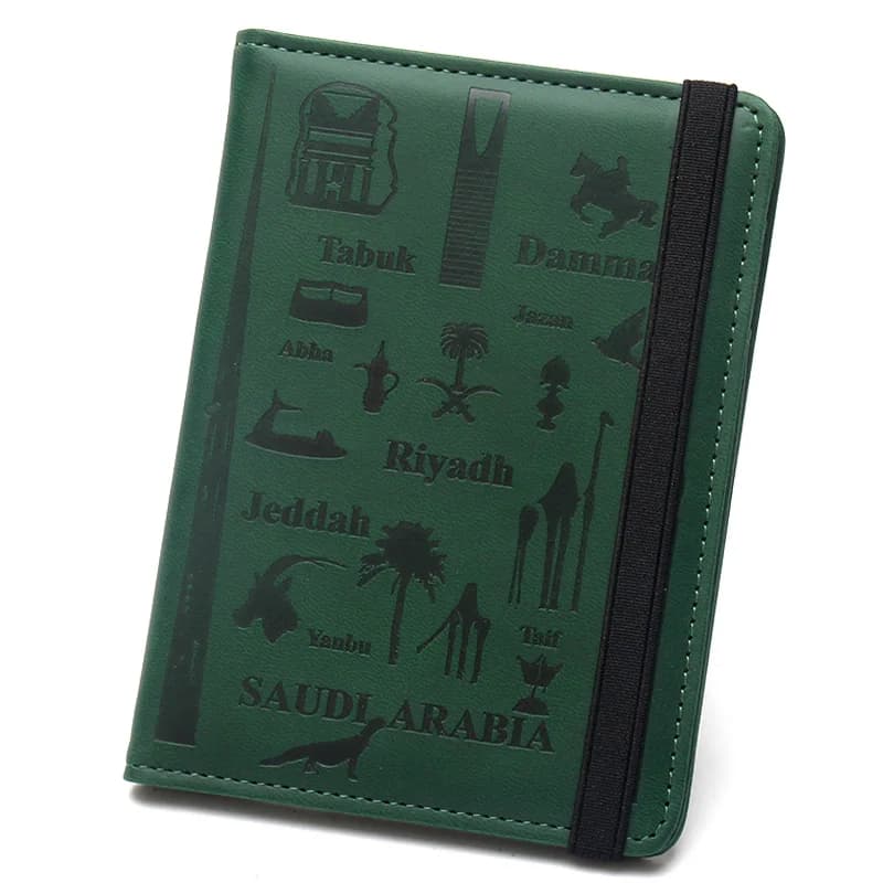 Porta Passaporto Arabia Saudita - Custodia Sottile con Motivo Urbano Arabo e Organizer per Carte di Credito e Documenti per Uomo/Donna