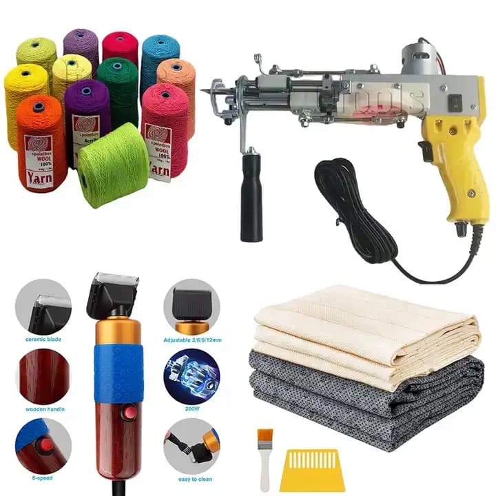 Customize Rug Tufting with Carpet Trimmer Kit 2 in 1 Cut & Loop Pile Carpet Carving Clippers Carpet Machine Kit