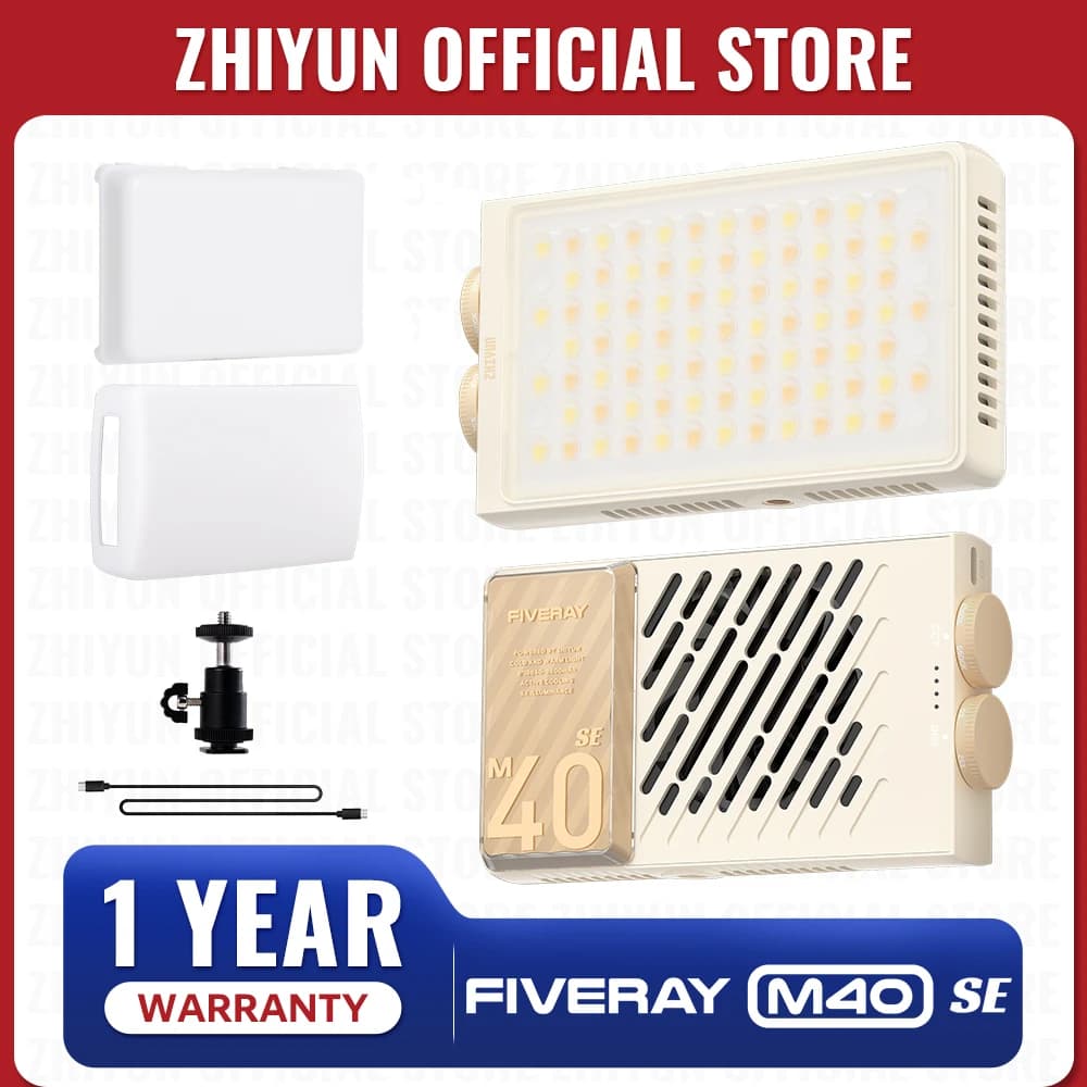 Luce LED portatile ZHIYUN Official FIVERAY M40 SE 40W 2700K-8500K, luce di riempimento palmare per fotografia e vlog all'aperto
