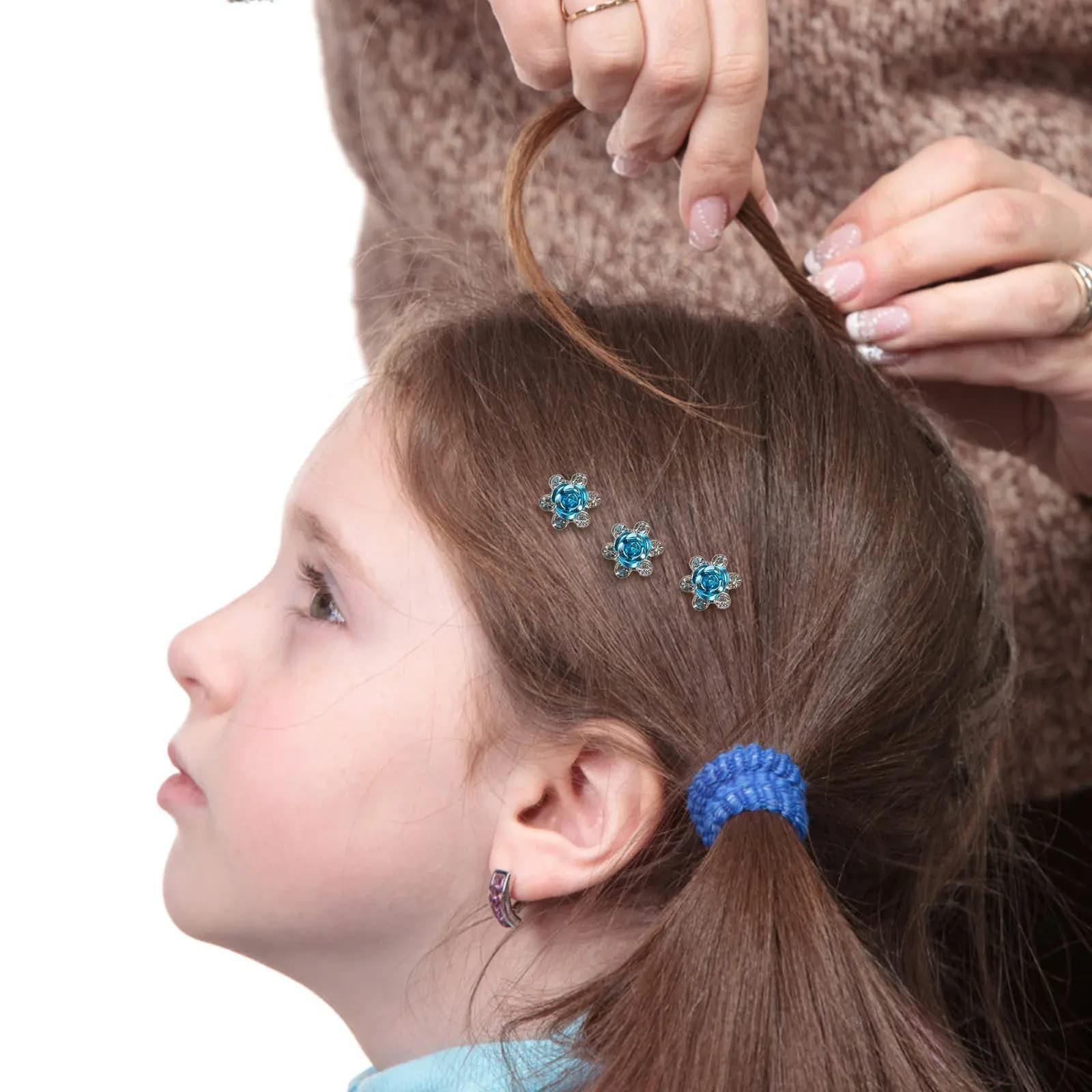 30Pcs Children Rhinestone Hair Claw Clips Mini Sparkly Decorative Flower Clips for Birthday Party Hairstyles Kids Accessories