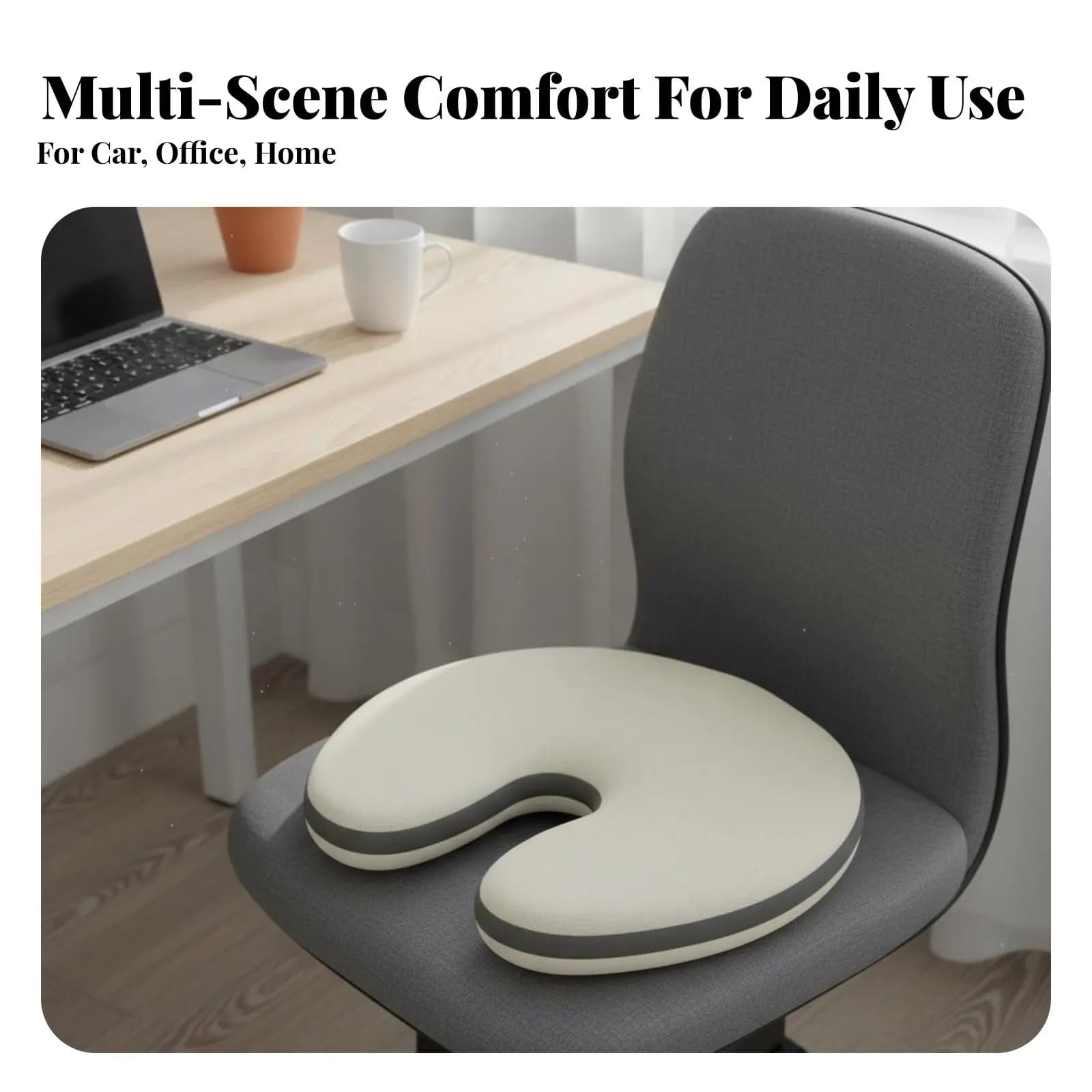 Cuscino in Schiuma Viscoelastica a Forma di U, Traspirante, per Sedia, Design Ergonomico, Supporto per il Coccige