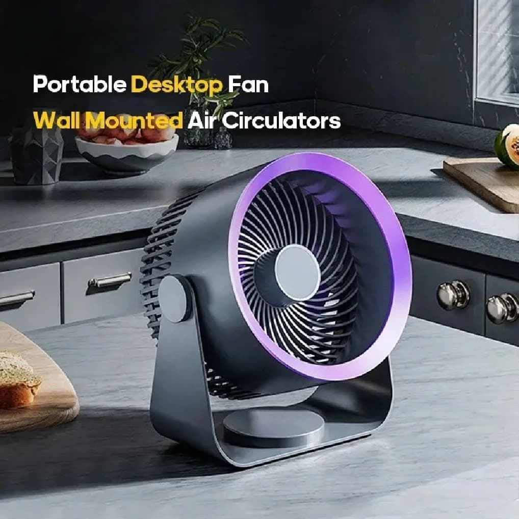 Nuovo Ventilatore Elettrico Multifunzione, Circolatore d'Aria Portatile Wireless, Silenzioso per Casa, Ventilatore da Tavolo, da Parete e da Soffitto, Raffreddatore d'Aria
