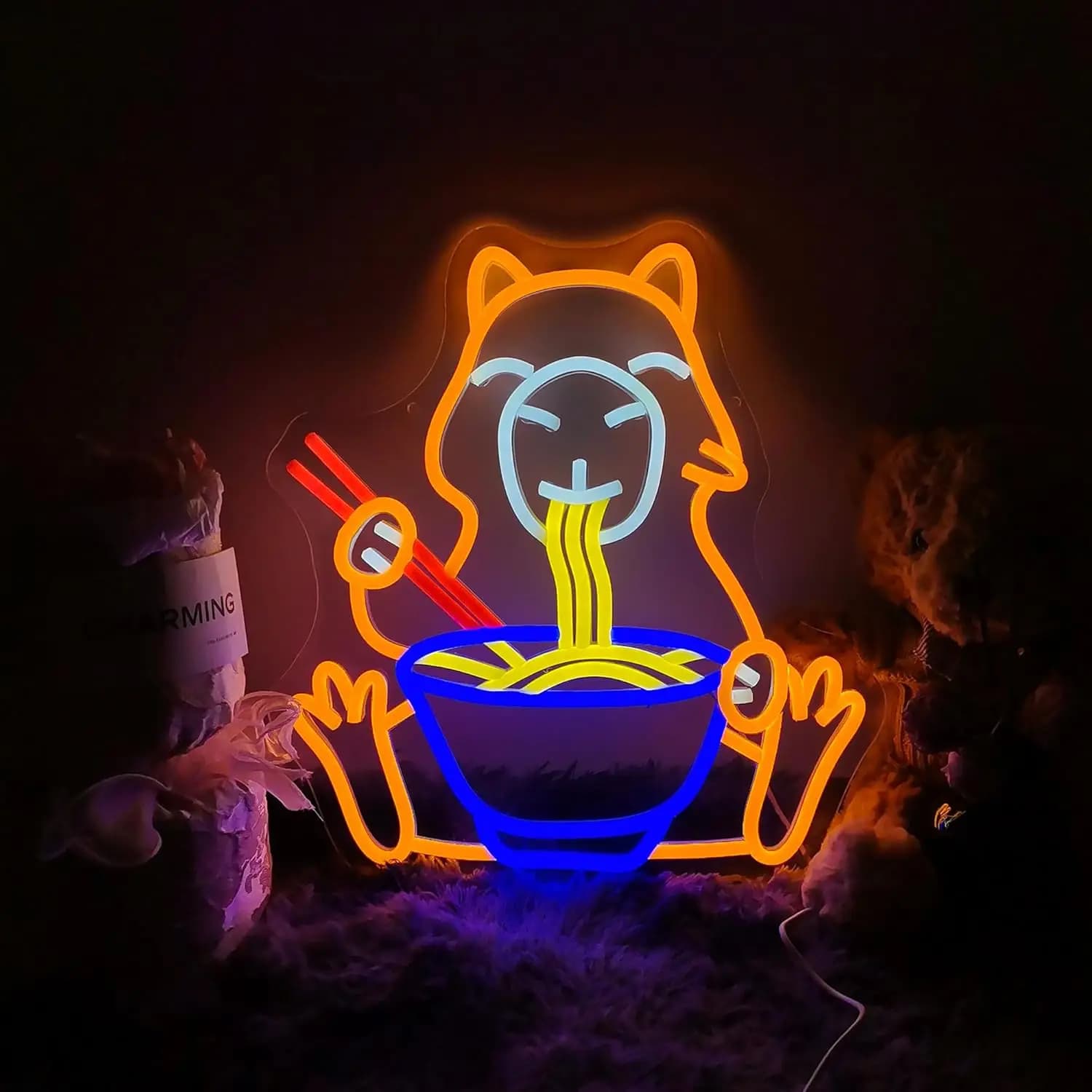 Insegna al neon Capibara dimmerabile Luci al neon per Ramen Negozio Cucina di casa Affari Zoo Ristorante Decor Estetica Disegna regali di compleanno