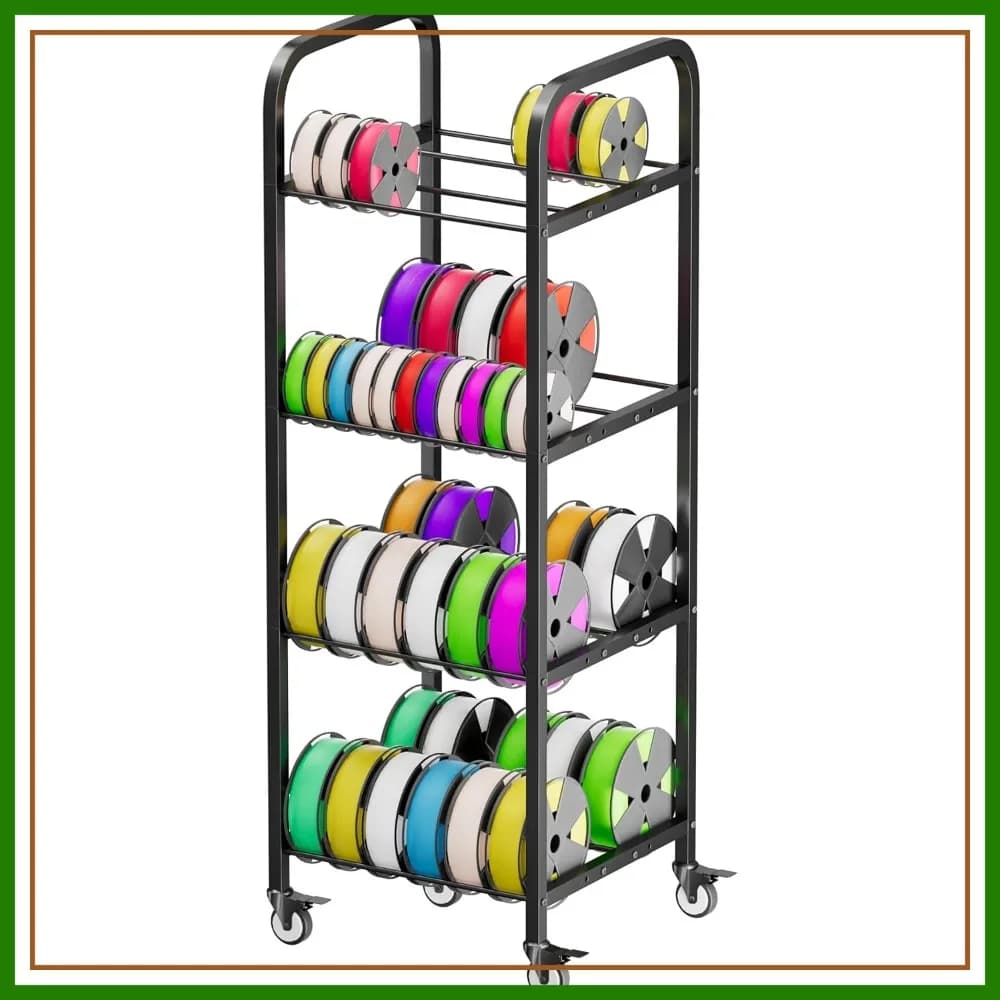 Scaffale porta filamenti per stampante 3D a 4 livelli con ruote, contiene 48 bobine da 1 kg, organizer in metallo resistente per officina