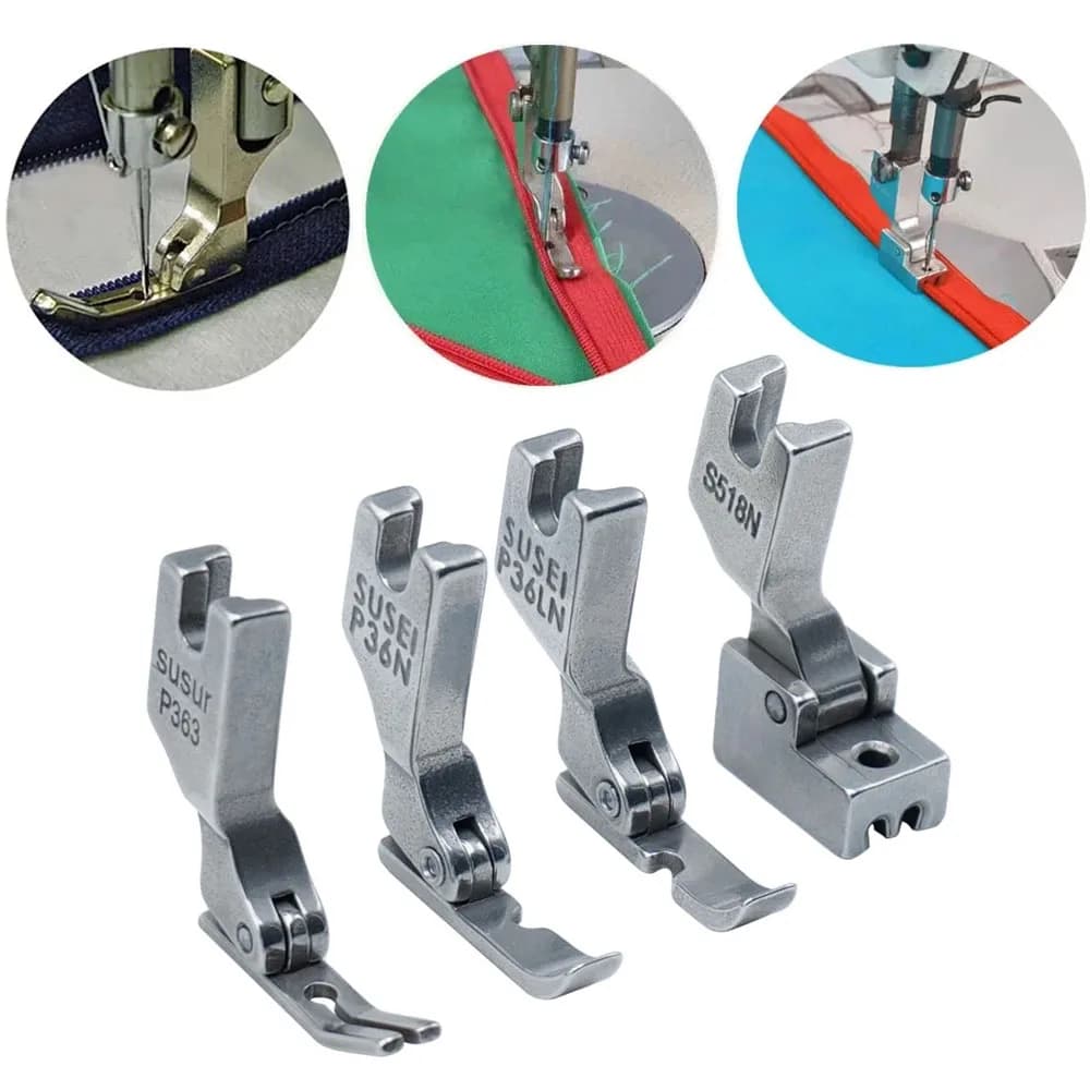4 pezzi/set piedino con cerniera accessori per macchine da cucire a punto annodato industriale per Singer Brother Juki # P363+S518N+P36N+P36LN