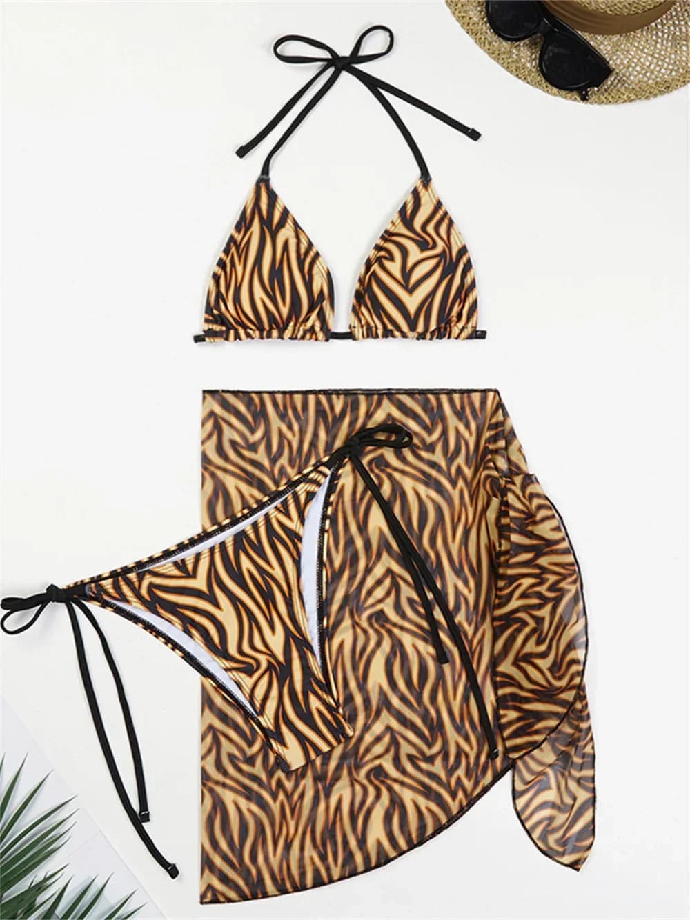 Hot Flame Bikini Backless Costumi da bagno Donna Micro String Extreme Costume da bagno 3 pezzi Bikini Gonna Cover Up Beach Outfit Costumi da bagno