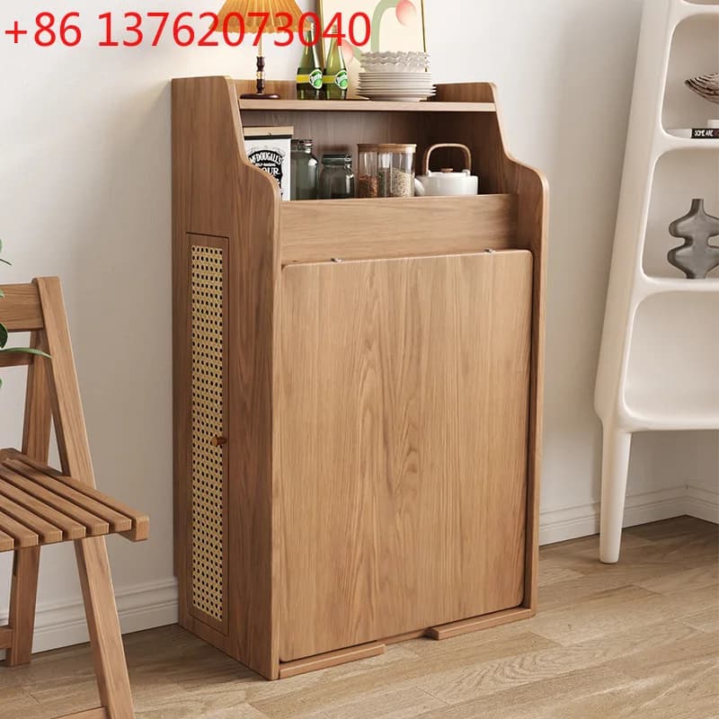 TT Tavolo da pranzo pieghevole con gamba in legno massello, piccolo tavolo da pranzo retrattile per uso domestico, armadietto laterale invisibile