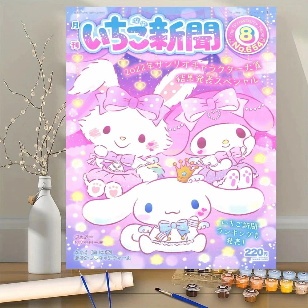Acrylic Paint By Numbers Sanrio Hello Kitty Art Oil Painting Package Art Picture For Bedroom Wall Adults Hand Painted Unique Gif