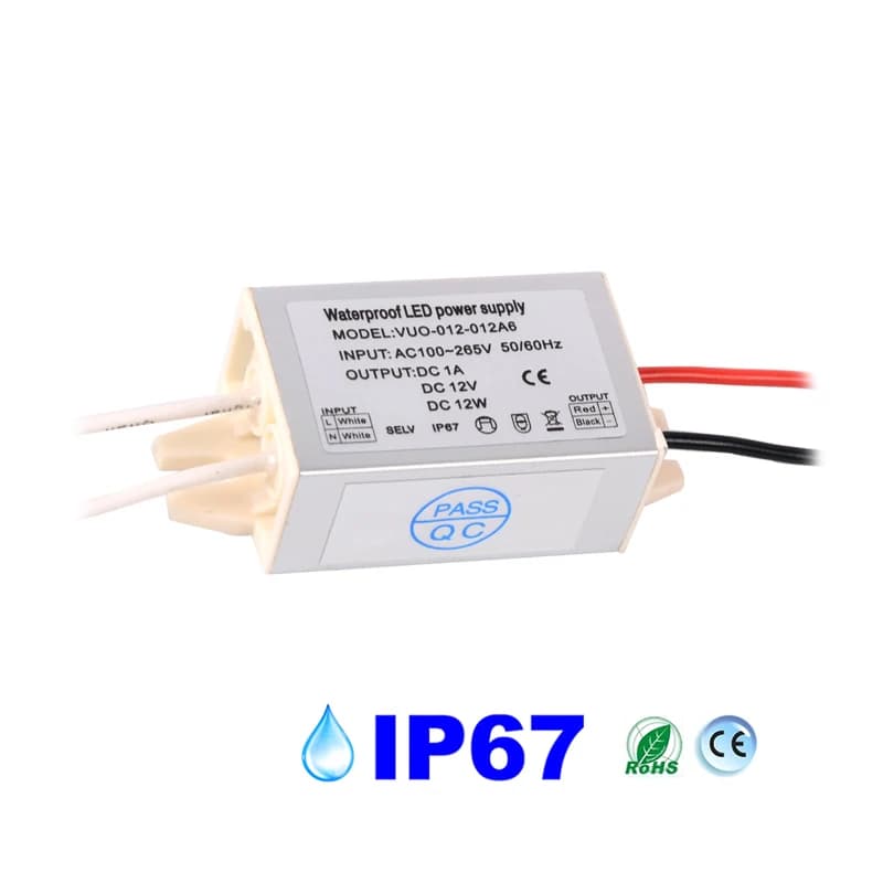 Regolatore driver mini LED sottile AC120V 240V a DC 12V 24V IP67 12W Alimentatore switching per trasformatore di luce per strisce da giardino esterno