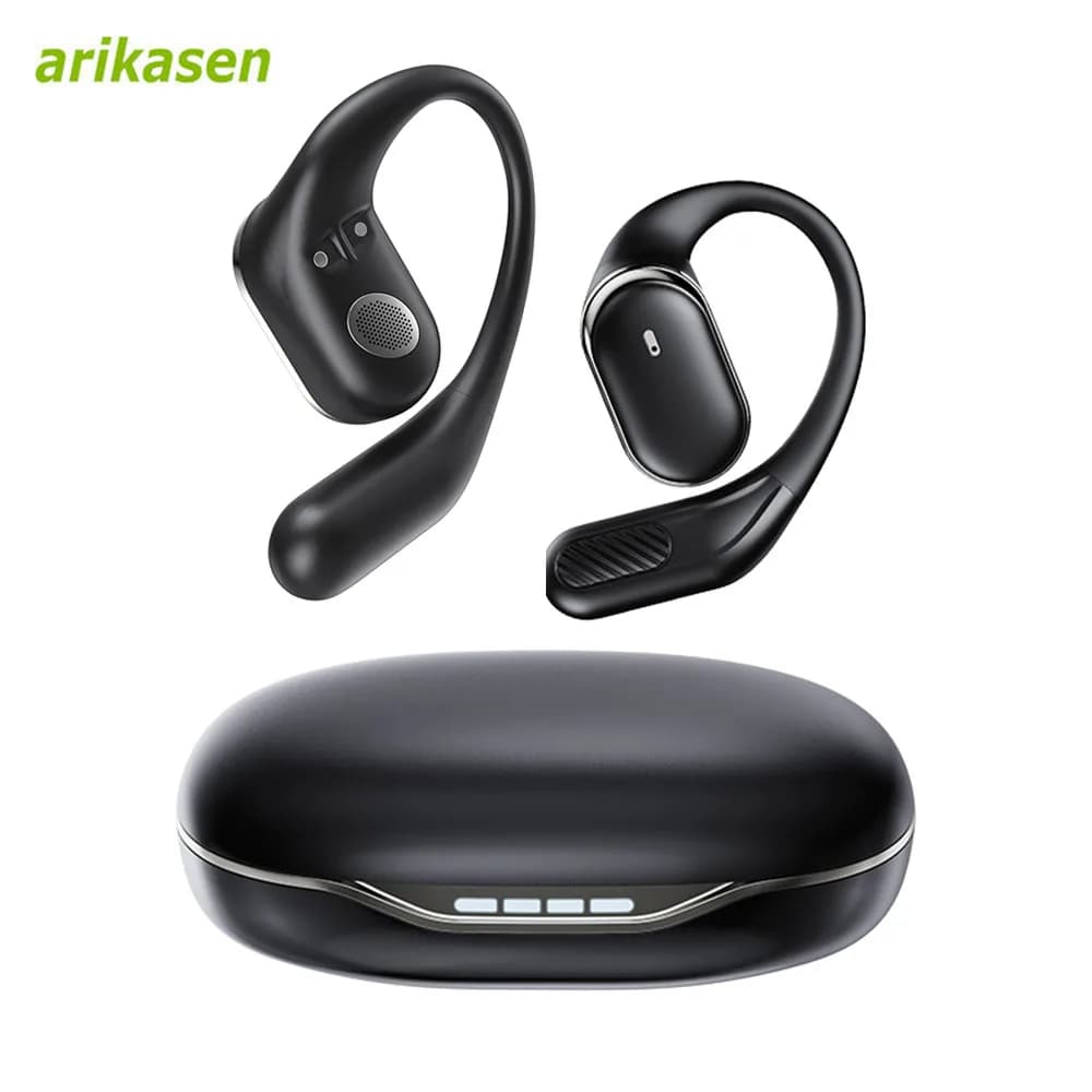 Cuffie senza fili Auricolari aperti Auricolari Bluetooth 5.4 con 60 ore di riproduzione HD Stereo Ganci per le orecchie per bassi profondi Headest PER lo sport