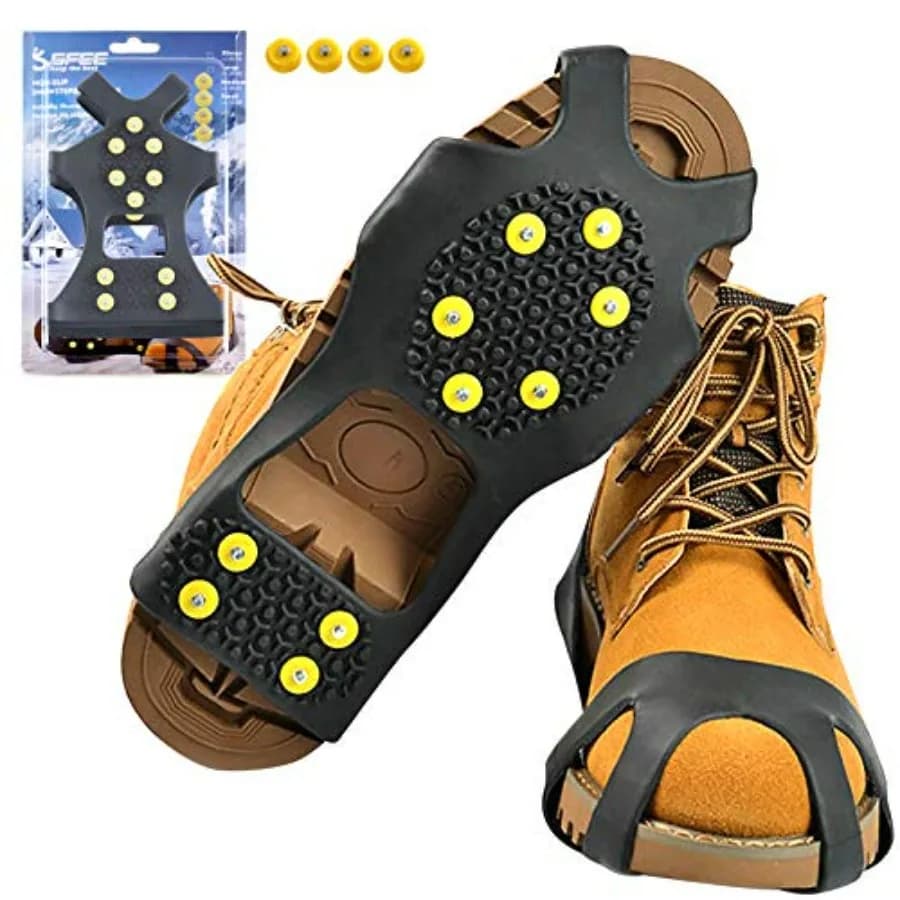 Ice Cleats for Boots Shoes, Snow Grips Cleats for Ice and Snow Anti-Slip Rubber Traction Cleats for Walking on Snow and Ice 10