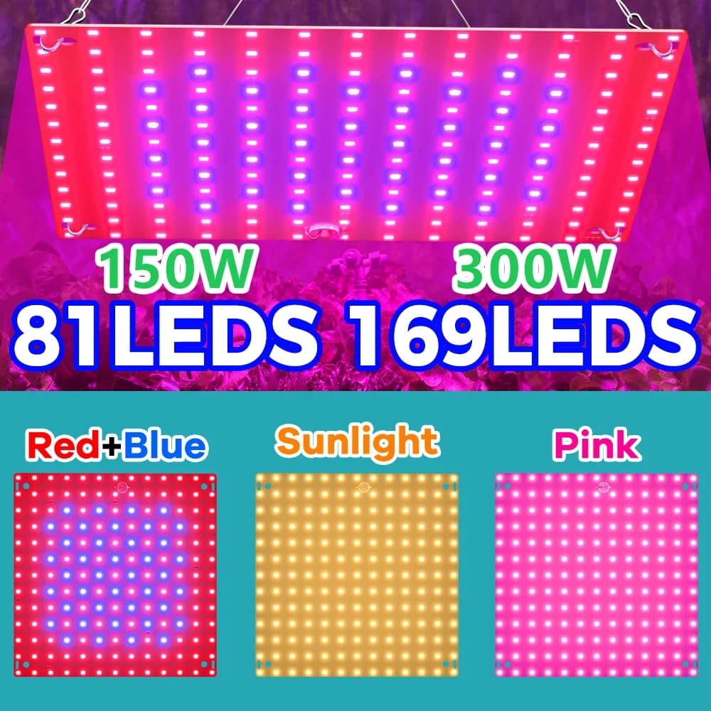 Lampada LED per Crescita Piante 300W 220V, Luce a Spettro Completo Quantum Board per Coltivazione Idroponica, Lampade per Crescita Semi e Fiori