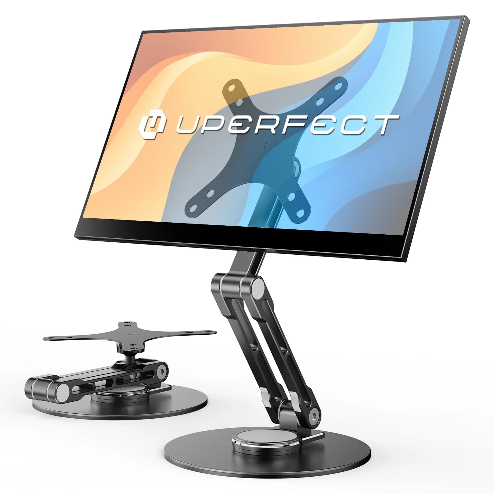 UPERFECT VESA Monitor Desk Mount Single Monitor Stands Freestanding Fits 12'' to 22'' Computer Mobile Display Arm Stand