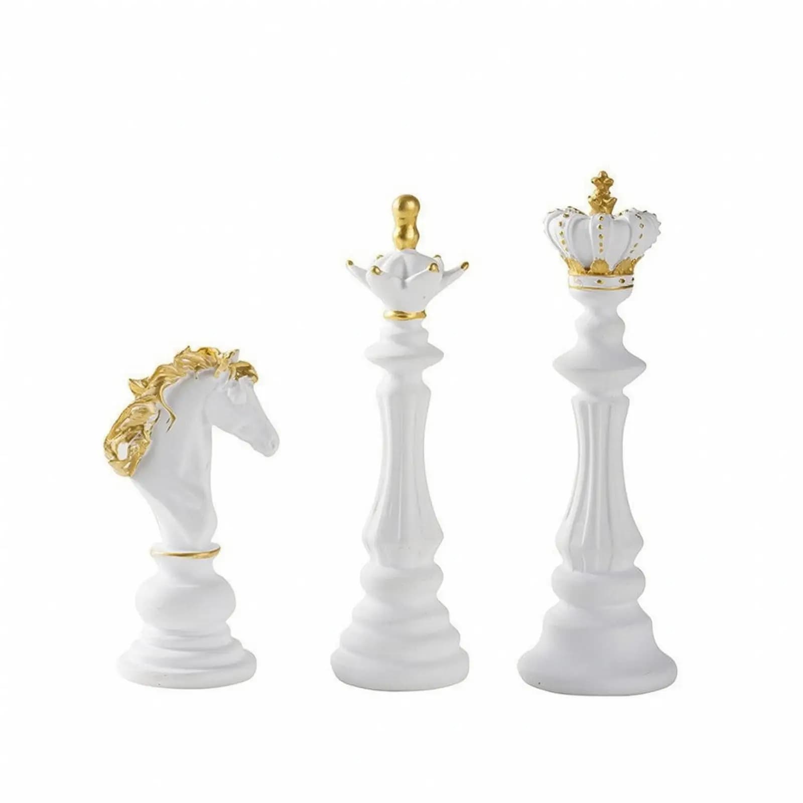Handcrafted Resin Chess Piece Decor Set Elegant King Queen Knight Figurine for Tabletop Mantel Gift