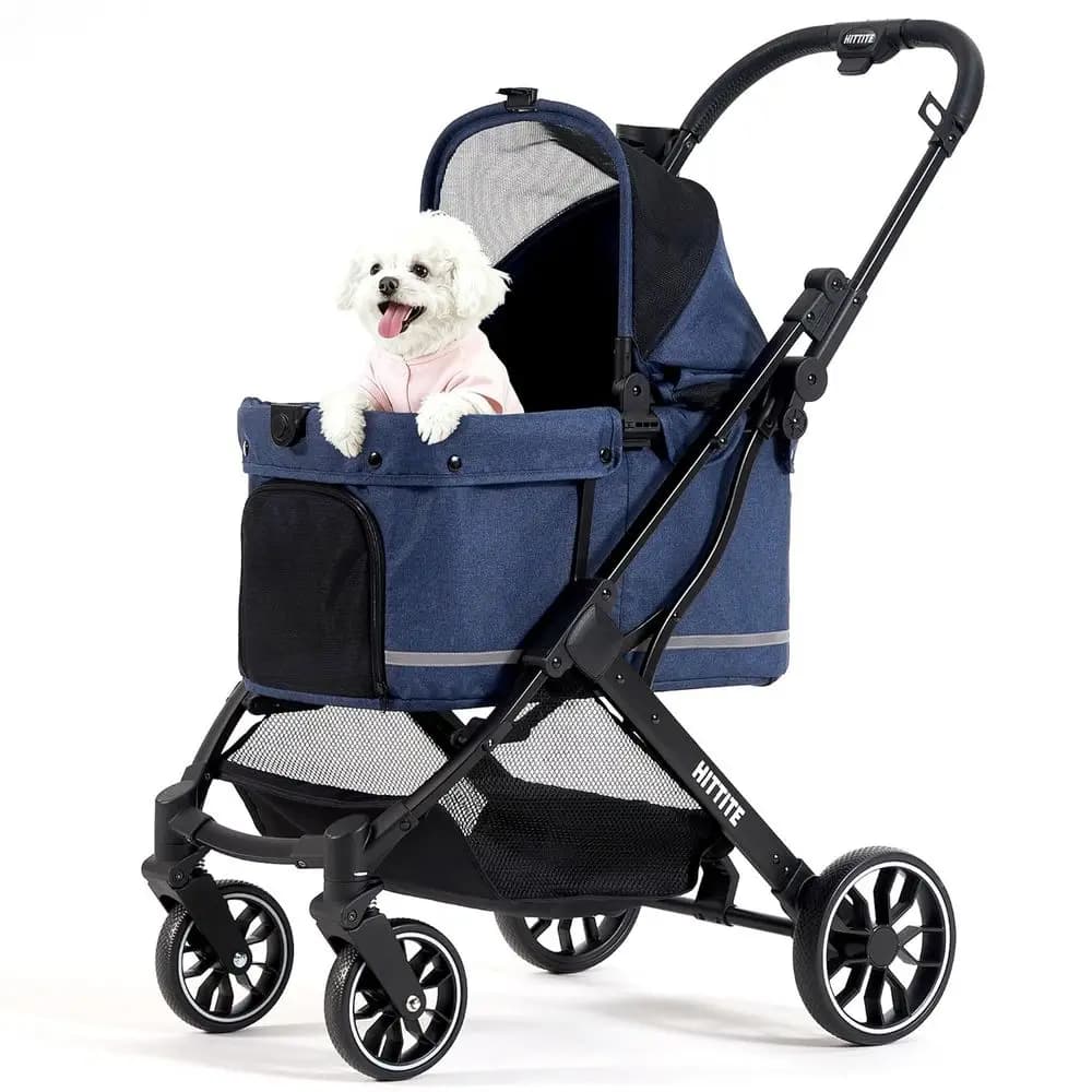 Passeggino con copertura resistente alle intemperie, passeggino per cani e gatti a 4 ruote per tutti i terreni con baldacchino regolabile, passeggini pieghevoli per cani con Sto
