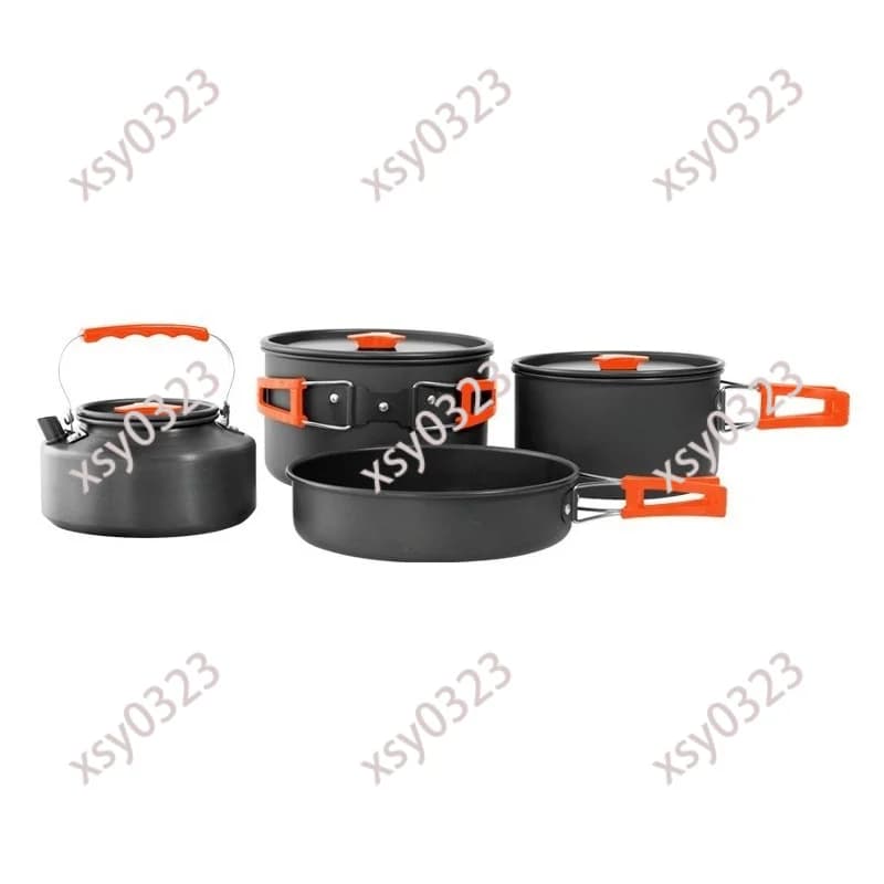 Portable Foldable Aluminum Camping Cookware Set Outdoor Combined Cooking Pot Kit Lightweight Cooking Utensils for Camping